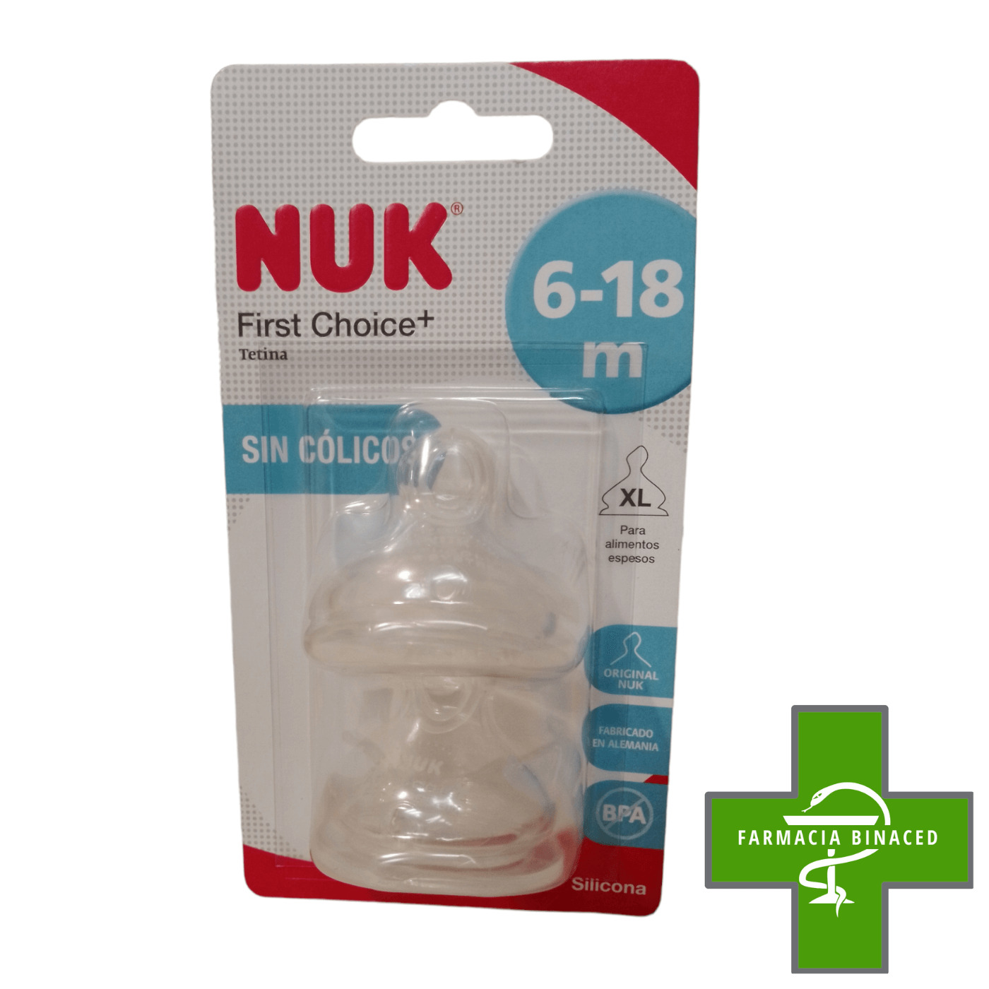 NUK 2 TETINAS FLUJO MUY DENSO SILICONA 6-18M
